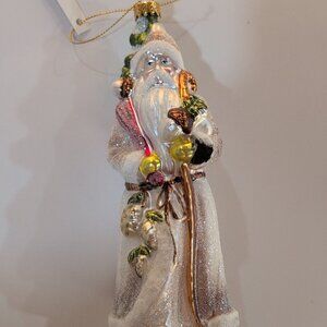 Woodland Santa Blown Glass Christmas Ornament Robert Stanley 2011